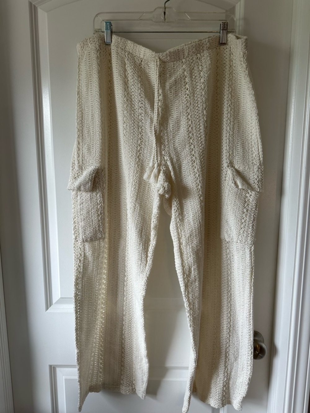 No Boundaries Beachy Boho Cream Open-Knit Wide Leg Festival Culotte Pants